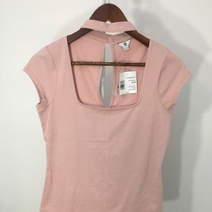 Guess top. Pale pink. Mock neck.